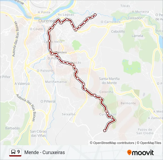 9 Bus Line Map