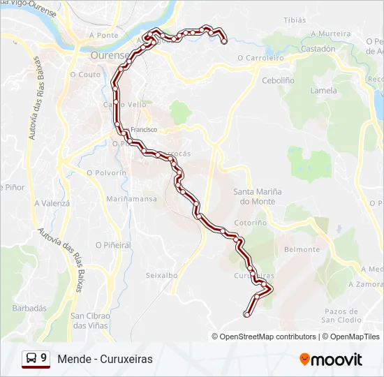 9 Bus Line Map