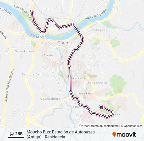 25B Bus Line Map