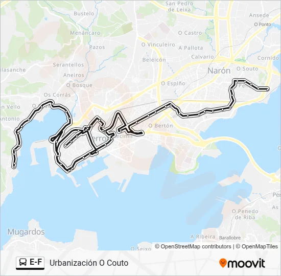 E-F Bus Line Map
