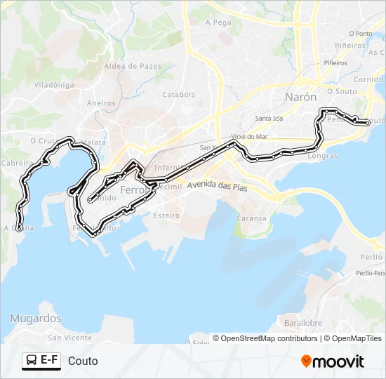 E-F Bus Line Map
