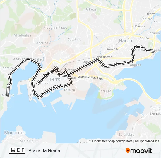 E-F Bus Line Map