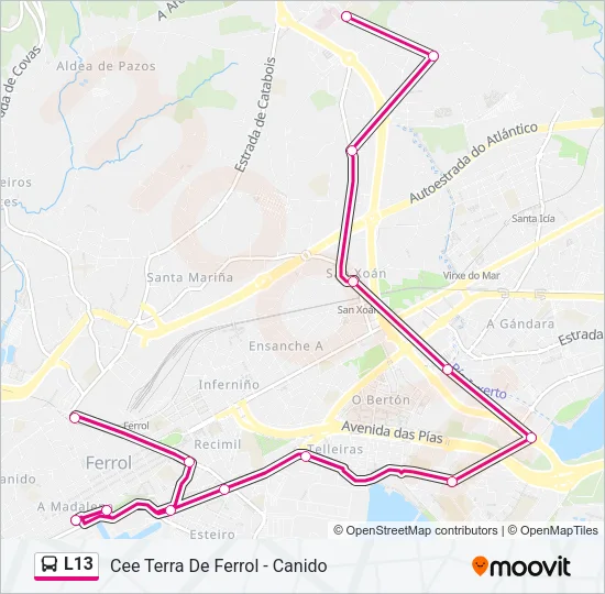L13 Bus Line Map