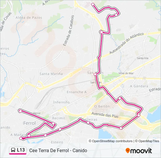 L13 Bus Line Map