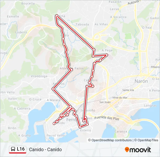 L16 Bus Line Map