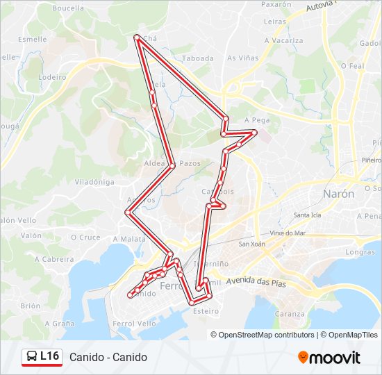 L16 bus Line Map