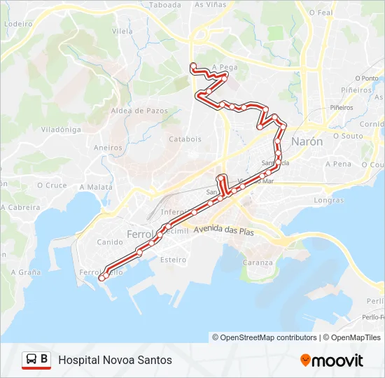 B Bus Line Map