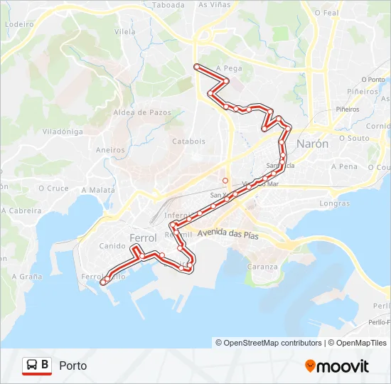 B Bus Line Map