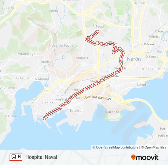 B Bus Line Map