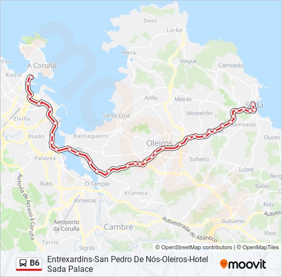 B6 bus Mapa de línia