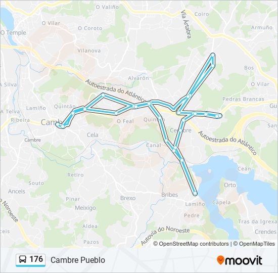 Mapa de 176 de autobús