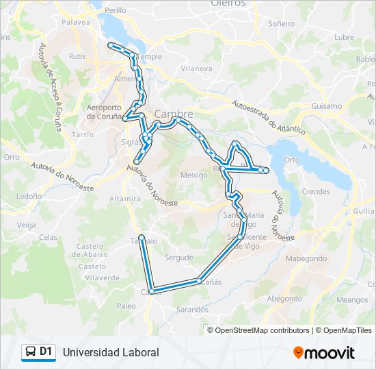 D1 bus Mapa de línia