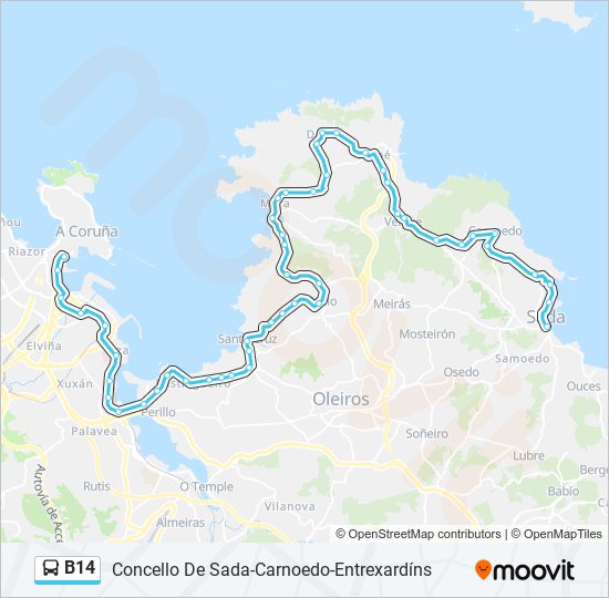 B14 bus Line Map