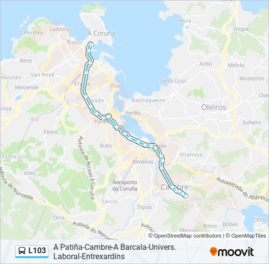 L103 bus Line Map