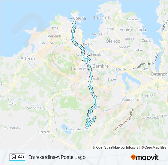 Mapa de A5 de autobús