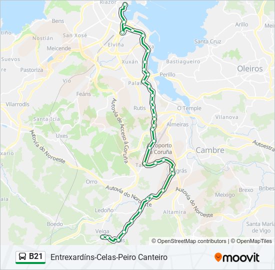 B21 bus Mapa de línia