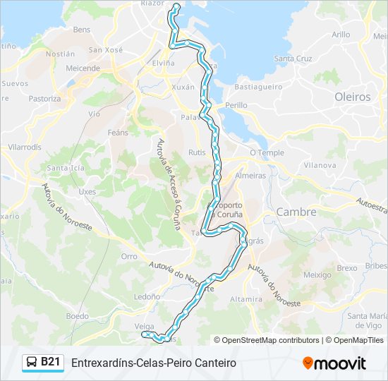 B21 bus Line Map