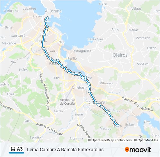 A3 bus Mapa de línia