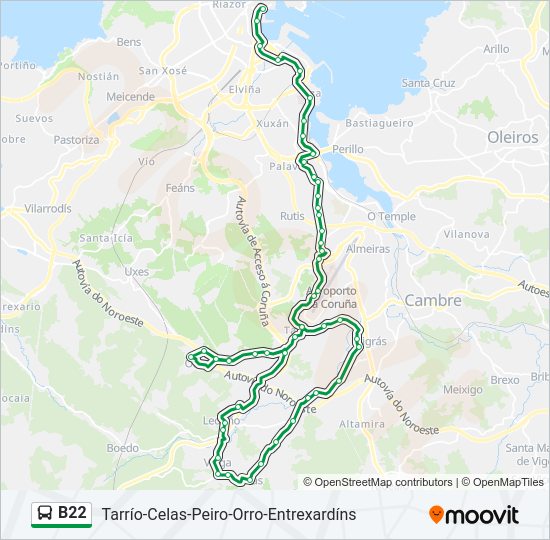 Mapa de B22 de autobús