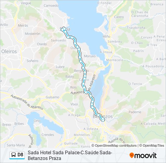 D8 bus Mapa de línia