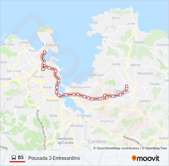 B5 bus Mapa de línia