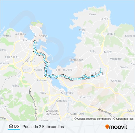 B5 bus Mapa de línia