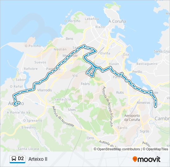 Mapa de D2 de autobús