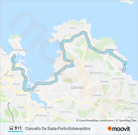 B13 bus Line Map