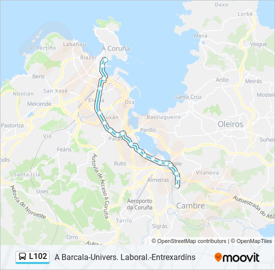 L102 bus Line Map