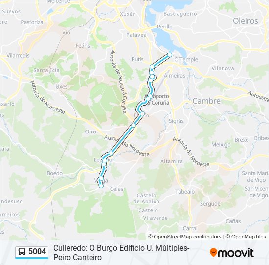 5004 bus Mapa de línia