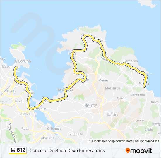 B12 bus Mapa de línia