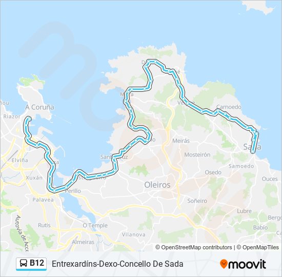 B12 bus Mapa de línia