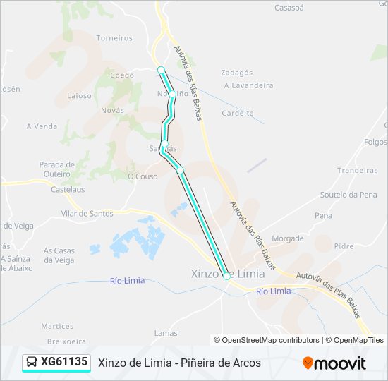 Mapa de XG61135 de autobús