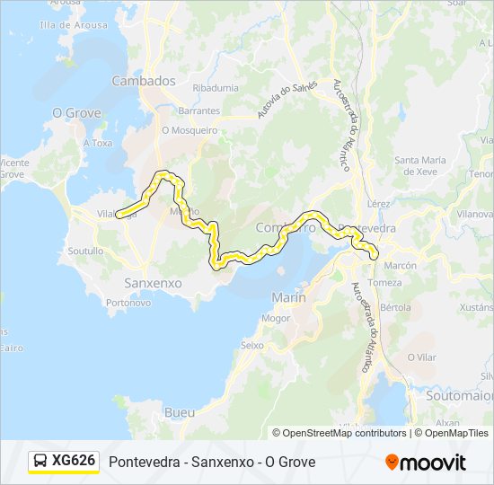 XG626 bus Mapa de línia