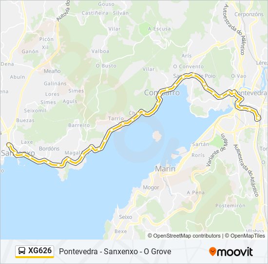 XG626 bus Mapa de línia