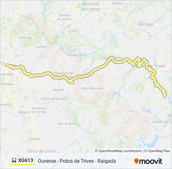 XG613 bus Mapa de línia