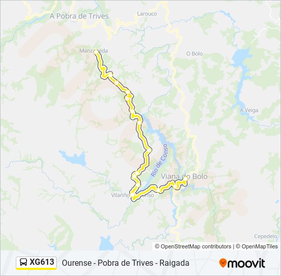 Mapa de XG613 de autobús