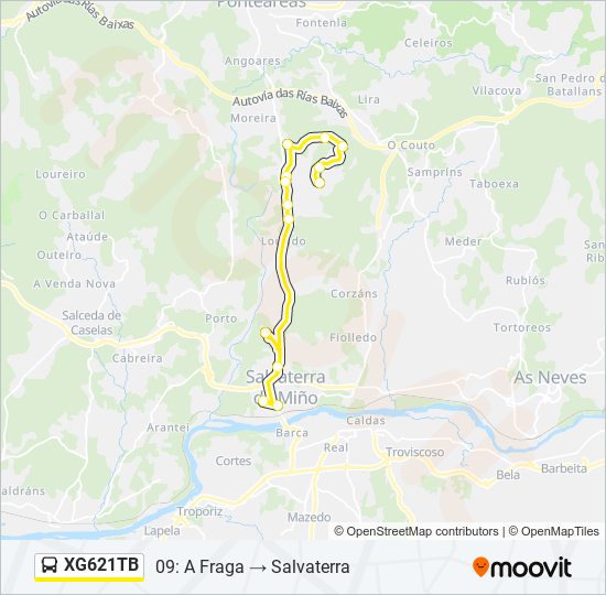 XG621TB bus Mapa de línia