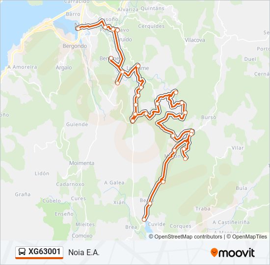 XG63001 bus Mapa de línia