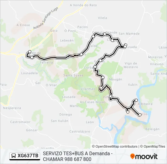 XG637TB bus Mapa de línia