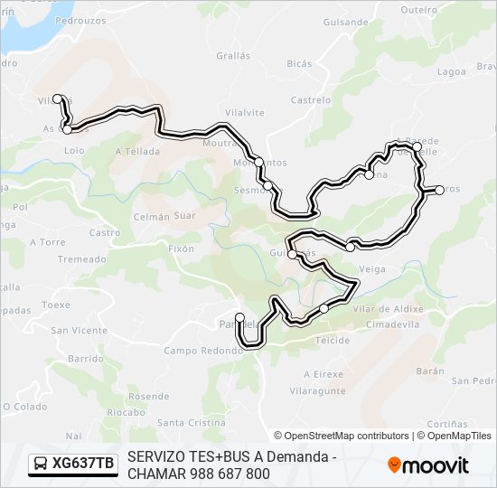 Mapa de XG637TB de autobús