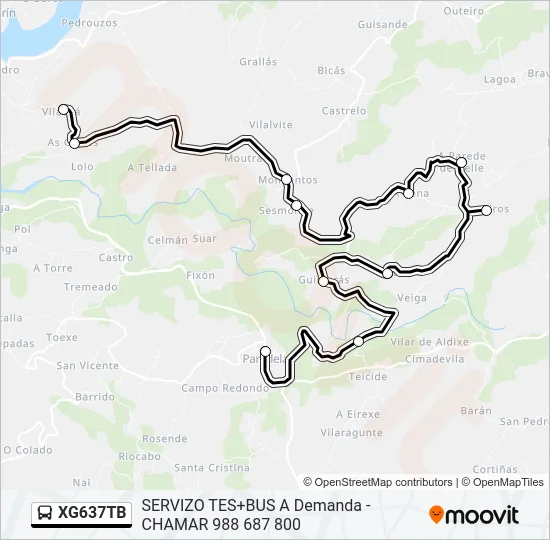 XG637TB bus Mapa de línia