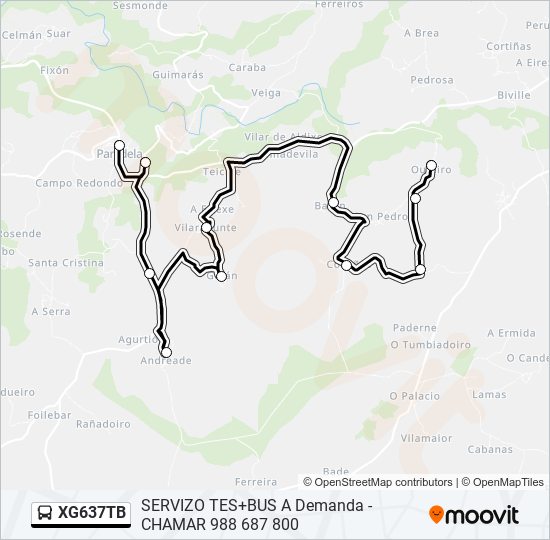 Mapa de XG637TB de autobús