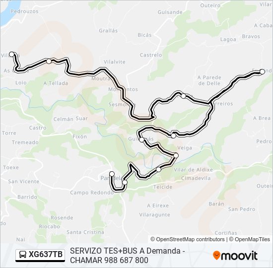 XG637TB bus Mapa de línia