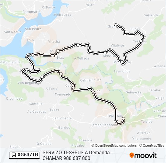 XG637TB bus Mapa de línia