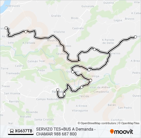 XG637TB bus Mapa de línia