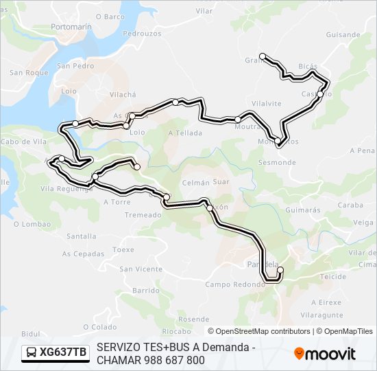 Mapa de XG637TB de autobús