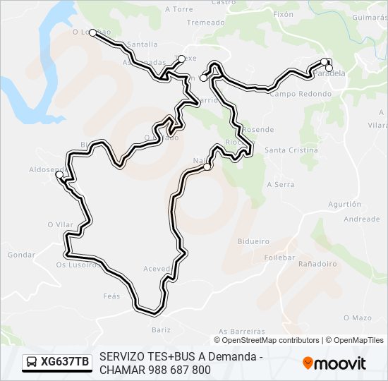 XG637TB bus Mapa de línia