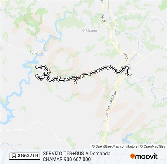 XG637TB bus Mapa de línia