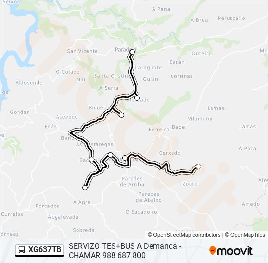 Mapa de XG637TB de autobús